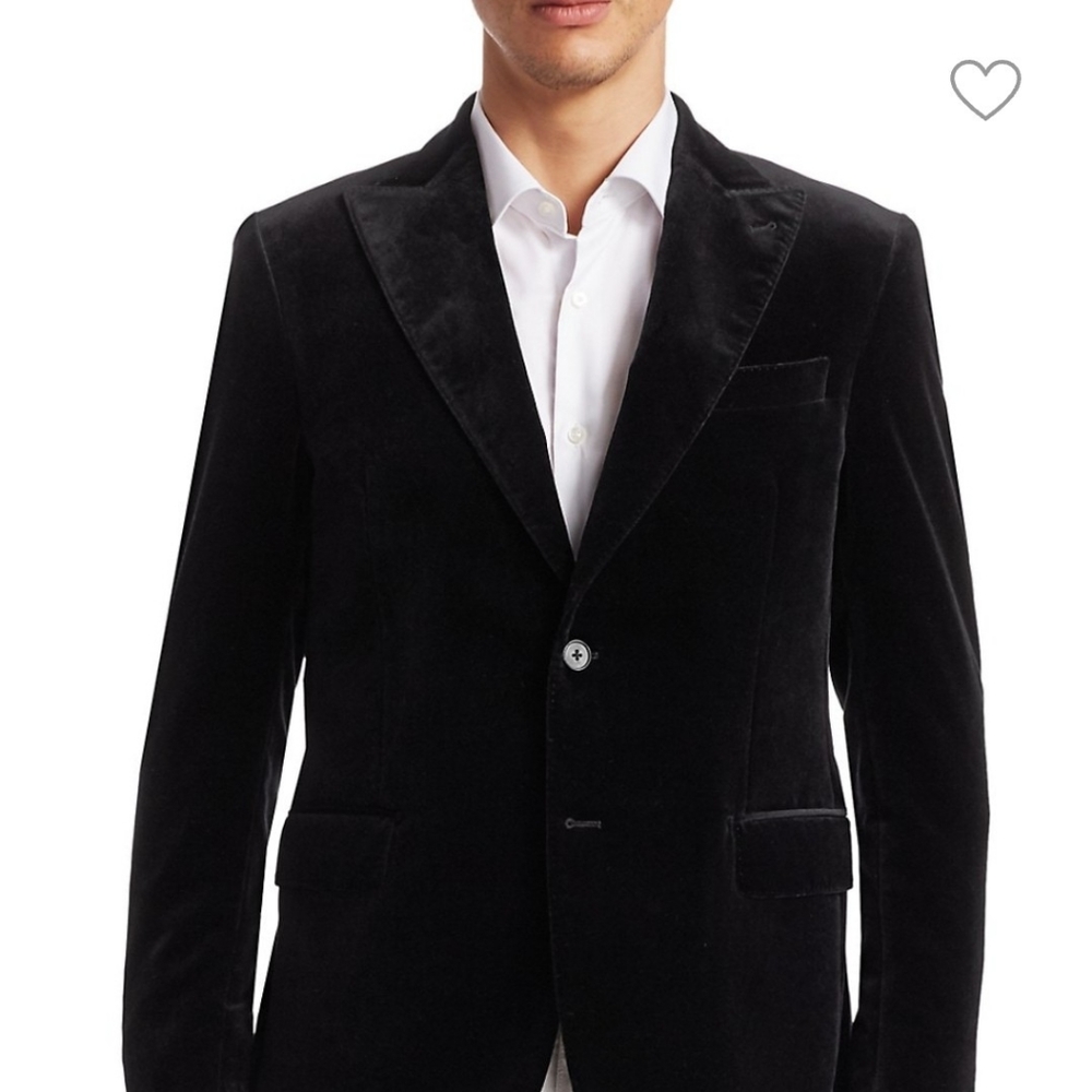Authentic Theory mens black velvet single breasted jacket marked 42 slim fit